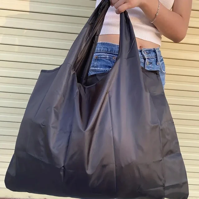 Large Capacity Foldable Portable Supermarket Environmentally Friendly Shopping Grocery Bag, Waterproof Shoulder Storage Bag 4