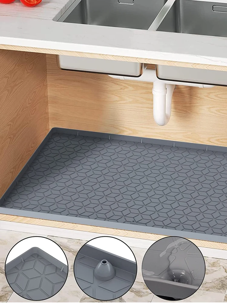 sob a Esteira da Pia do Armário Acessórios da Cozinha Protege Armários sob a Esteira da Pia Forro de Prateleira Premium Silicone Lavável 34 × 22
