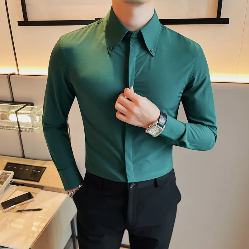 Top Maglia Uomo Paisley Lucido Camicia Camicie Solido Camicetta