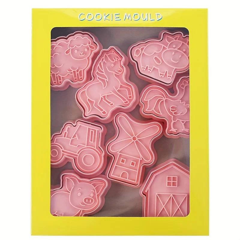 Cookie Cutter 8Pcs/Set Farm Animal Biscuit Mold Windmill Cow Pig Horse Chicken And Sheep Cookie Cutting Mold Sugar Flipping Baking And Pressing