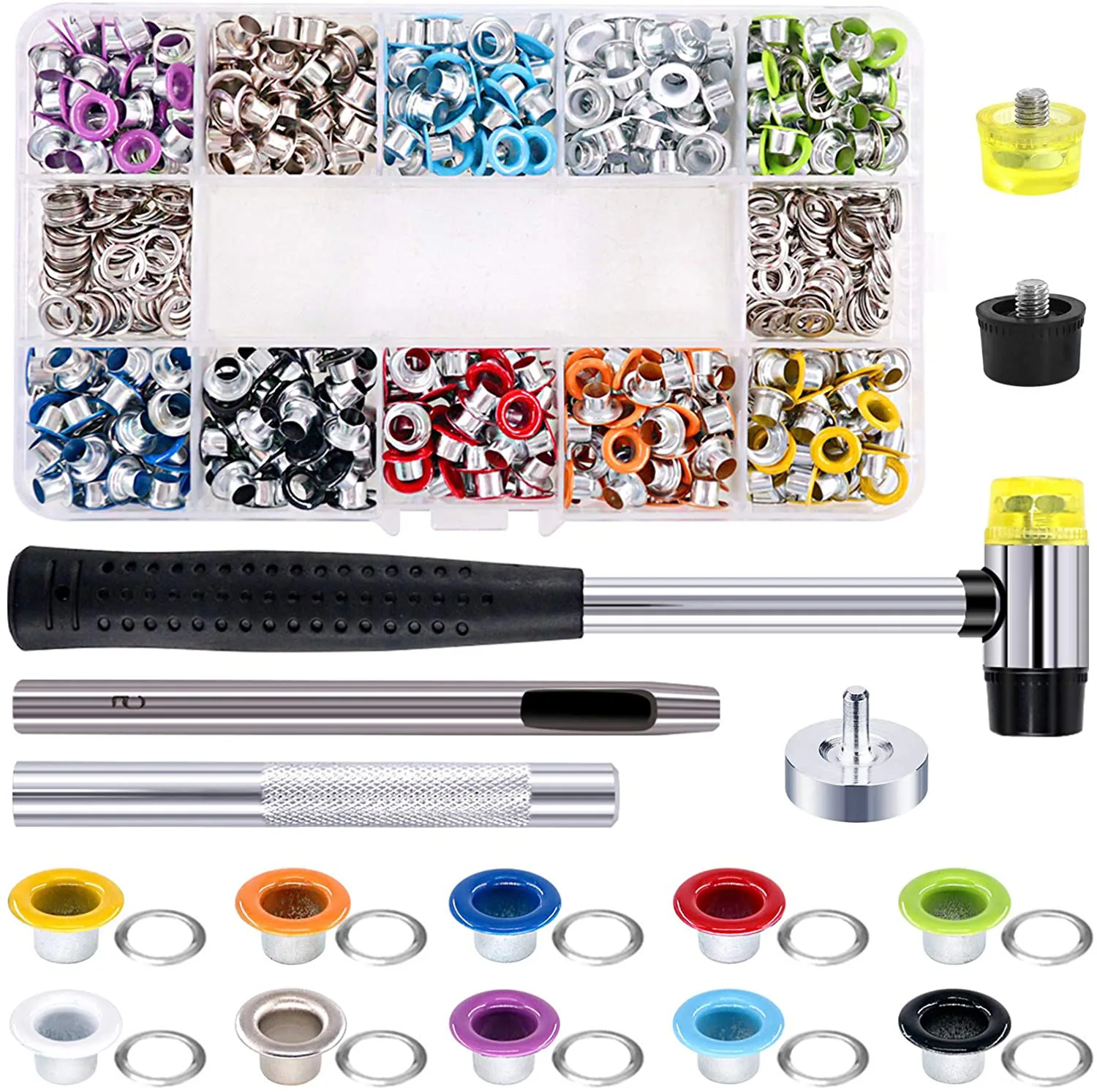 300/500 Sets 5mm Multi-Color Metal Eyelets Grommets Kit Installation tools Leather Canvas Shoes Belts Bags Crafts