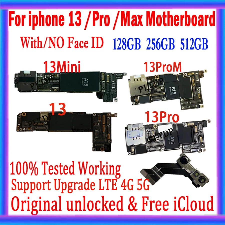 128G 256G For iPhone 13 Mini pro max Motherboard With Face ID Original  Unlocked Free iCloud Full Test Logic Board Support Update| | - AliExpress