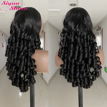 Double Drawn Fummi Bouncy Curly Frontal Wig Raw Hair 13X4 HD Lace Wigs 100% Human Hair Wigs For Women 5X5 HD Lace Closure Wig 1