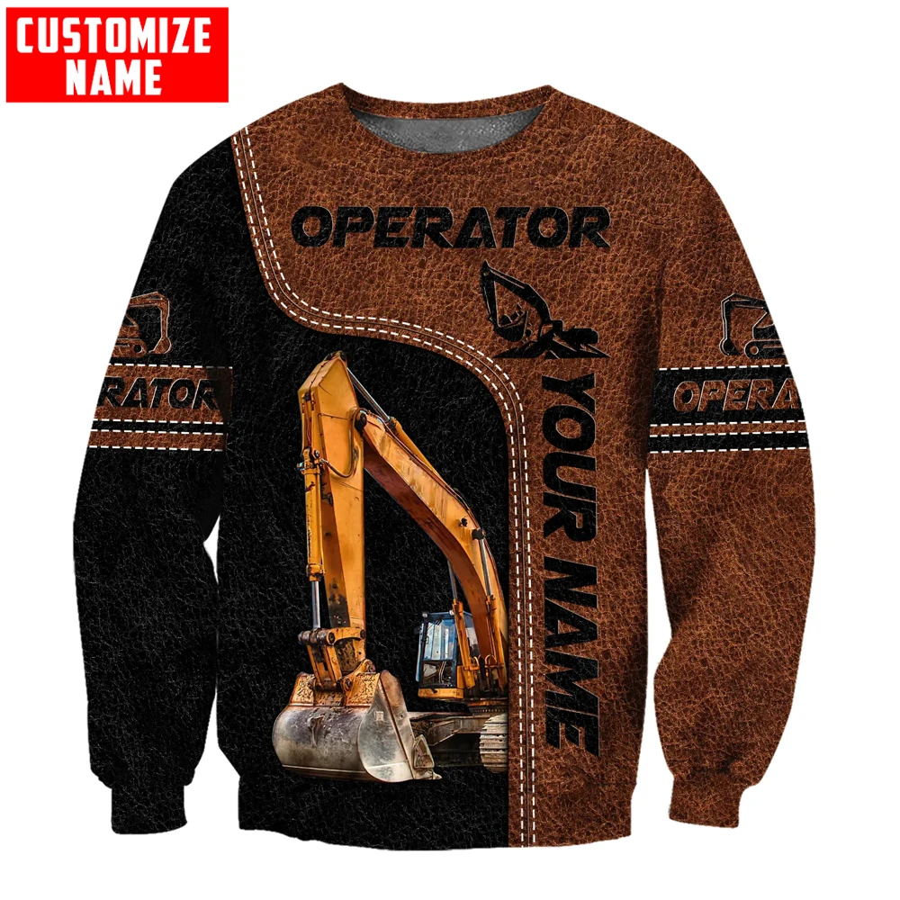 Personalized Name Excavator Operator 3D Printed Men Hoodie Unisex Hooded sweatshirt Streetwear Casual zipper hoodies DK507