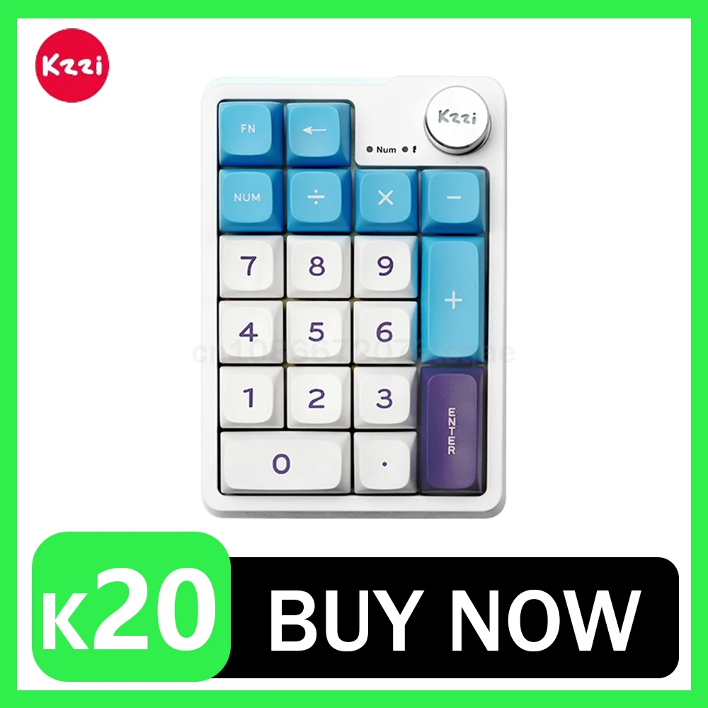 

kzzi k20 mini keyboard keypad tri mode bluetooth wireless gasket numpad mechanical keyboard accessory for computer pc gamer gift
