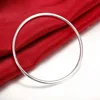 Silver Plating Bangles 3mm Thick Silver Color Bracelet Circular Can Wear Multiple Pieces Of Better Effect Women'S Jewelry 5