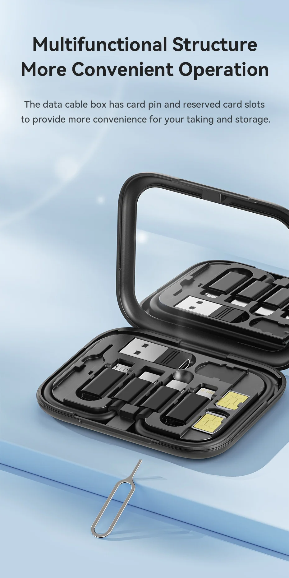 60W USB Type C To USB C Cable 4 In 1 Mini Data Cable Set Storage Box Fast Charging Charger Mobile Phone Holder For Xiaomi Huawei