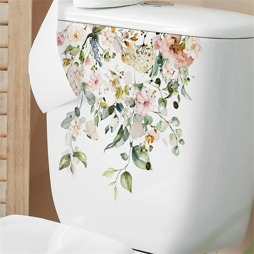 

Flower Toilet Stickers Self-Adhesive Toilet Lid Stickers Bathroom Wall Sticker 3D Wall Art Decoration For Room Decor Stickers