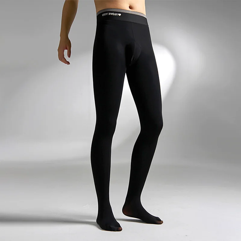 

Мужские пикантные теплые леггинсы с высокой талией, мужские колготки с флисовой подкладкой, Термолеггинсы, зимнее нижнее белье, бесшовное, облегающее