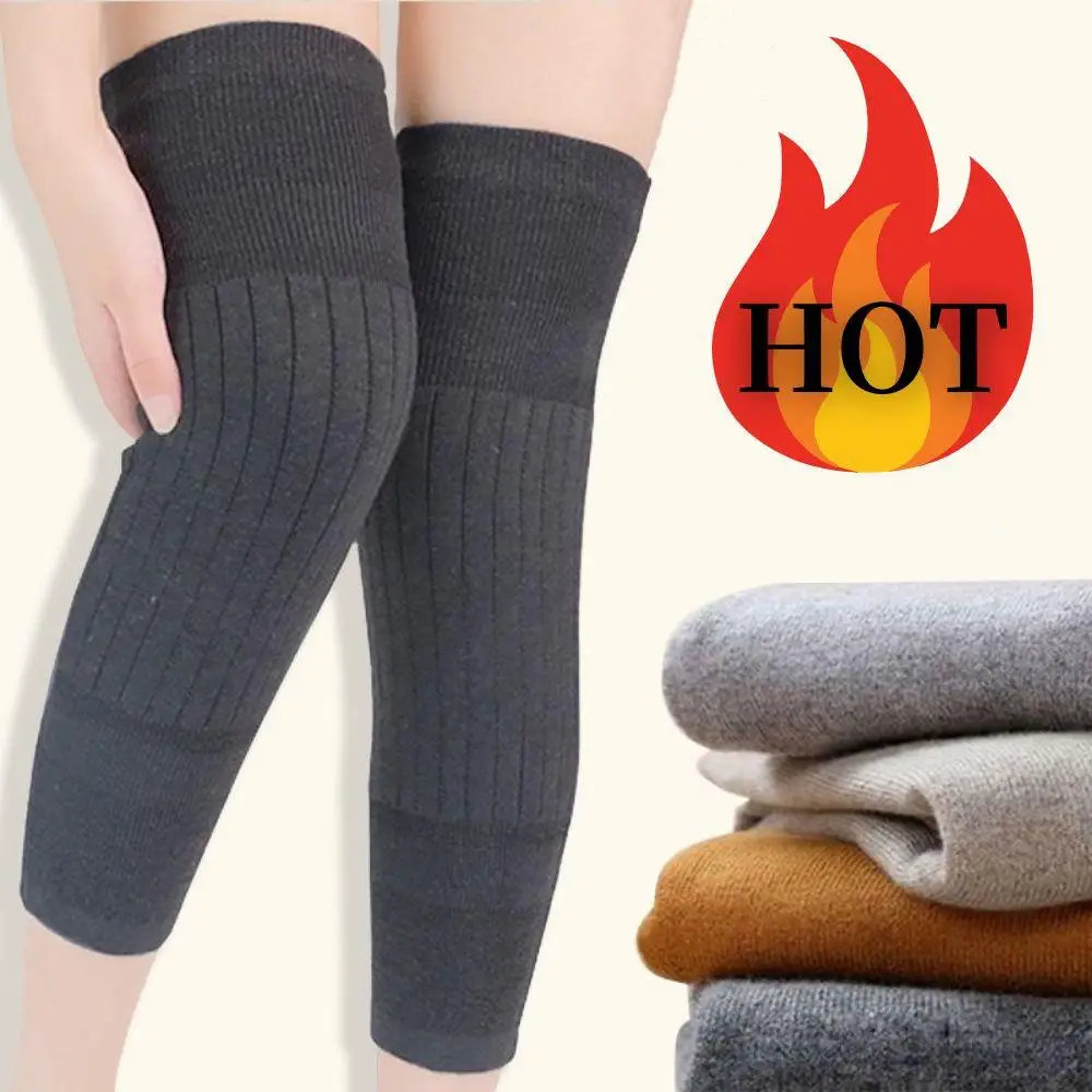 1 Pair Thicken Warm Wool Kneepad Cashmere Knee Protector Women Men Cold Leg Arthritis Leg Sleeves Windproof Coldproof Leg Guard