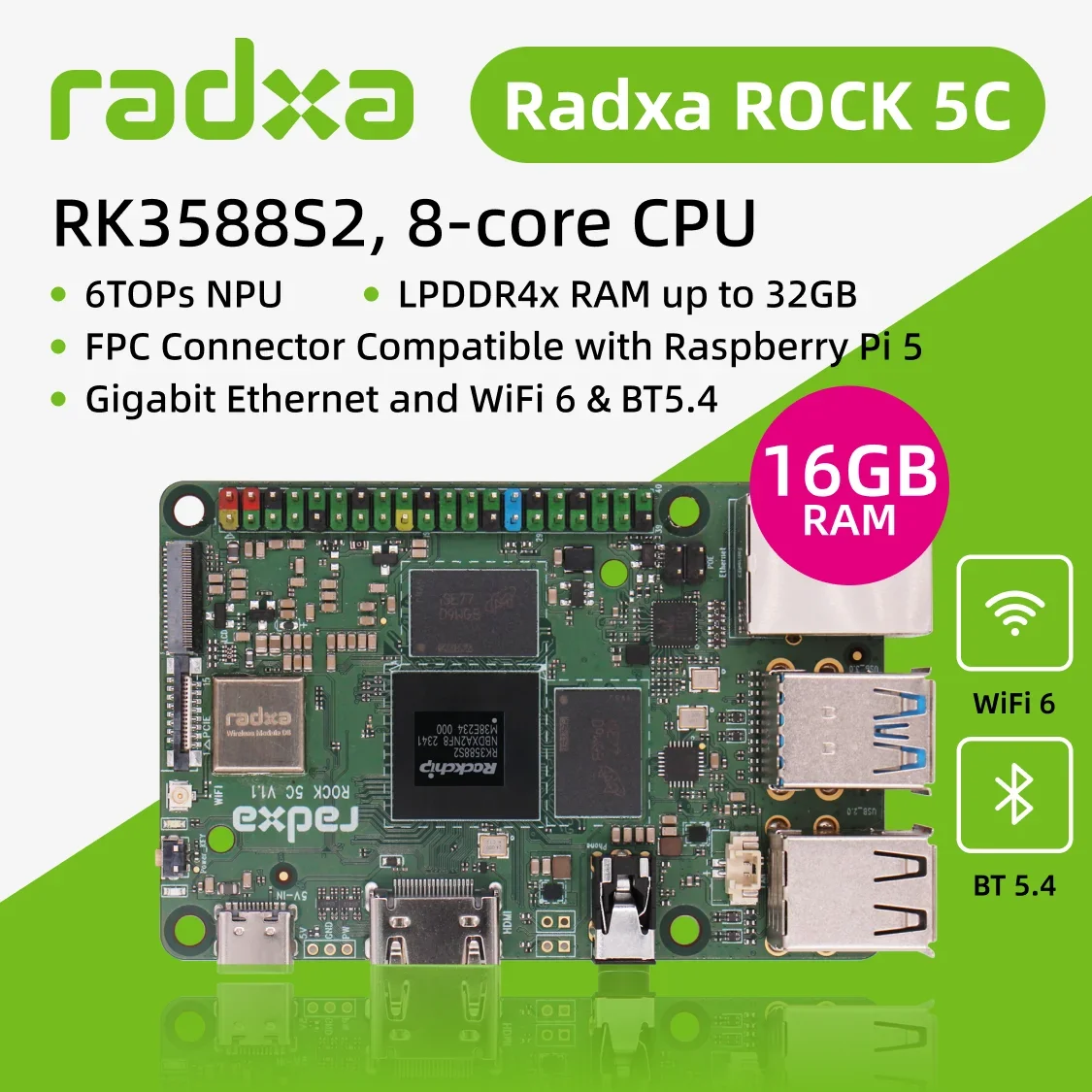 AvaCoreRadxa ROCK 5C RK3588S2, Radxa ROCK 5C Lite RK3582, 싱글 보드 컴퓨터