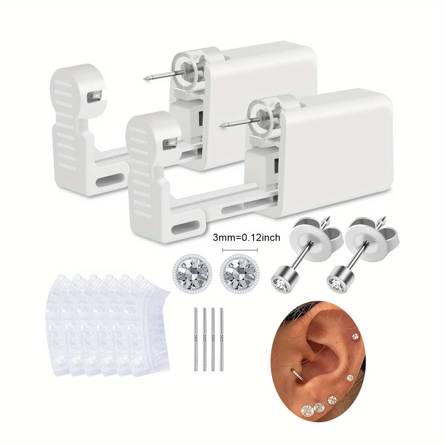 Premium Stainless Steel Ear Piercing Kit with Preloaded Studs and Waterproof Covers