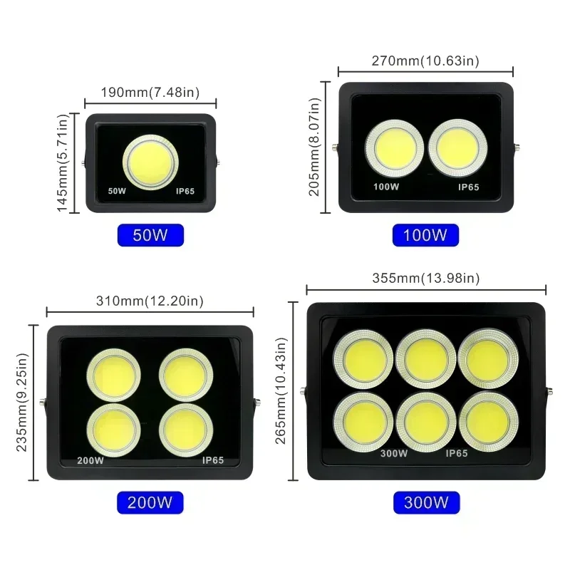 야외 LED 투광 조명, COB 투광 조명, 220V 스포트라이트, IP65 현대 방수 야외 LED 정원 램프, 300W, 200W, 100W, 50W
