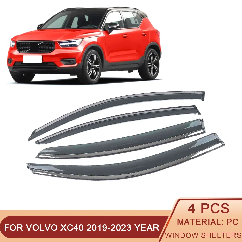 

For Volvo XC40 2019-2023 Car Window Sun Rain Shade Visor Shield Shelter Protector Cover Frame Sticker Exterior Accessories