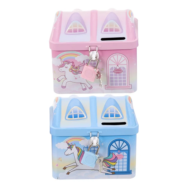 2 Dcs Unicorn Money Bank Kids Girl Toys Container Iron Child Piggy Banks