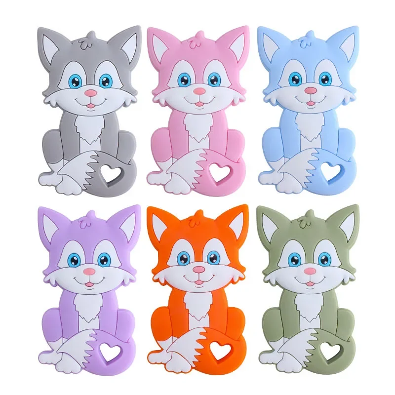 BPA Free Silicone Baby Teether Fox Teether DIY Pacifier Clips