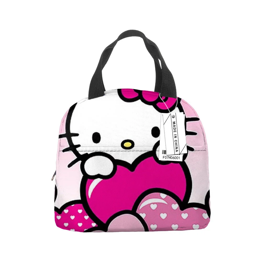 Lunch Bag Sanrio Cartoon Cute Hello Kitty Girl Large Capacit Portable KT Bento Bag Worker Waterproof Thermal Insulation Rice