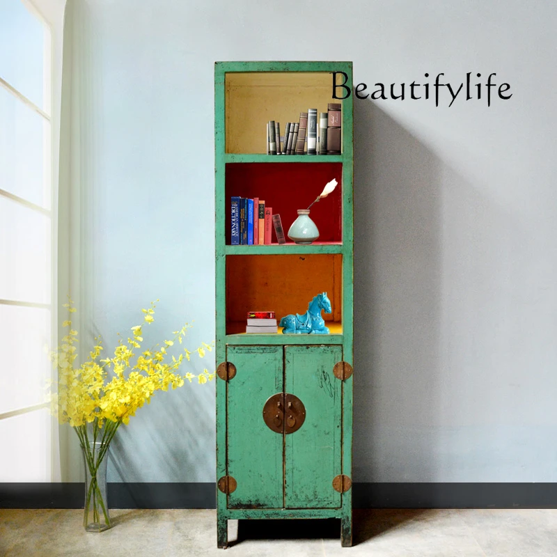 

Nordic Antique Style Solid Wood Locker Painted Lacquer Antique Display Cabinet