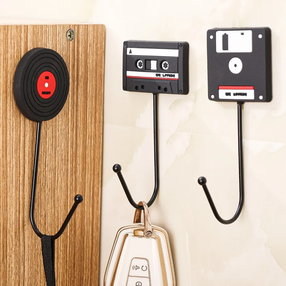 Retro Wall Decor Hooks Records DiscMagnetic Tape Cassette Door