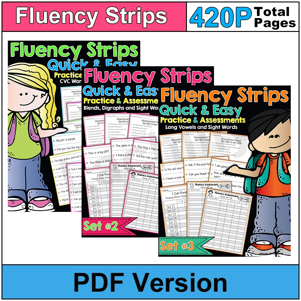 420p Fluency Strips Quick & Easy Practice For Kid Children Flashcard  Learning Homeschool Supplies Educational Printable Pdf File - Language -  AliExpress
