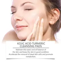 Coussinets nettoyants exfoliants pour le visage, curcuma, acide kojique, citron, nettoyage en profondeur de la peau, éclaircissant, coton, soins pour la peau 5