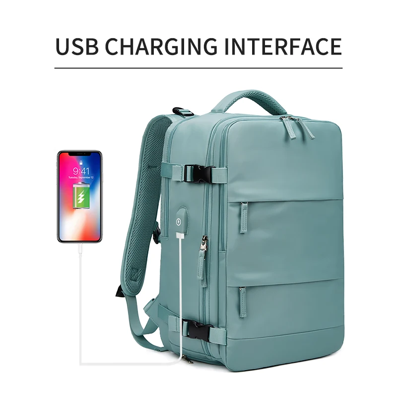 Travel Girl USB Charging Business Backpack With Shoe Bag 15.6 inch Laptop Waterproof School Backpack