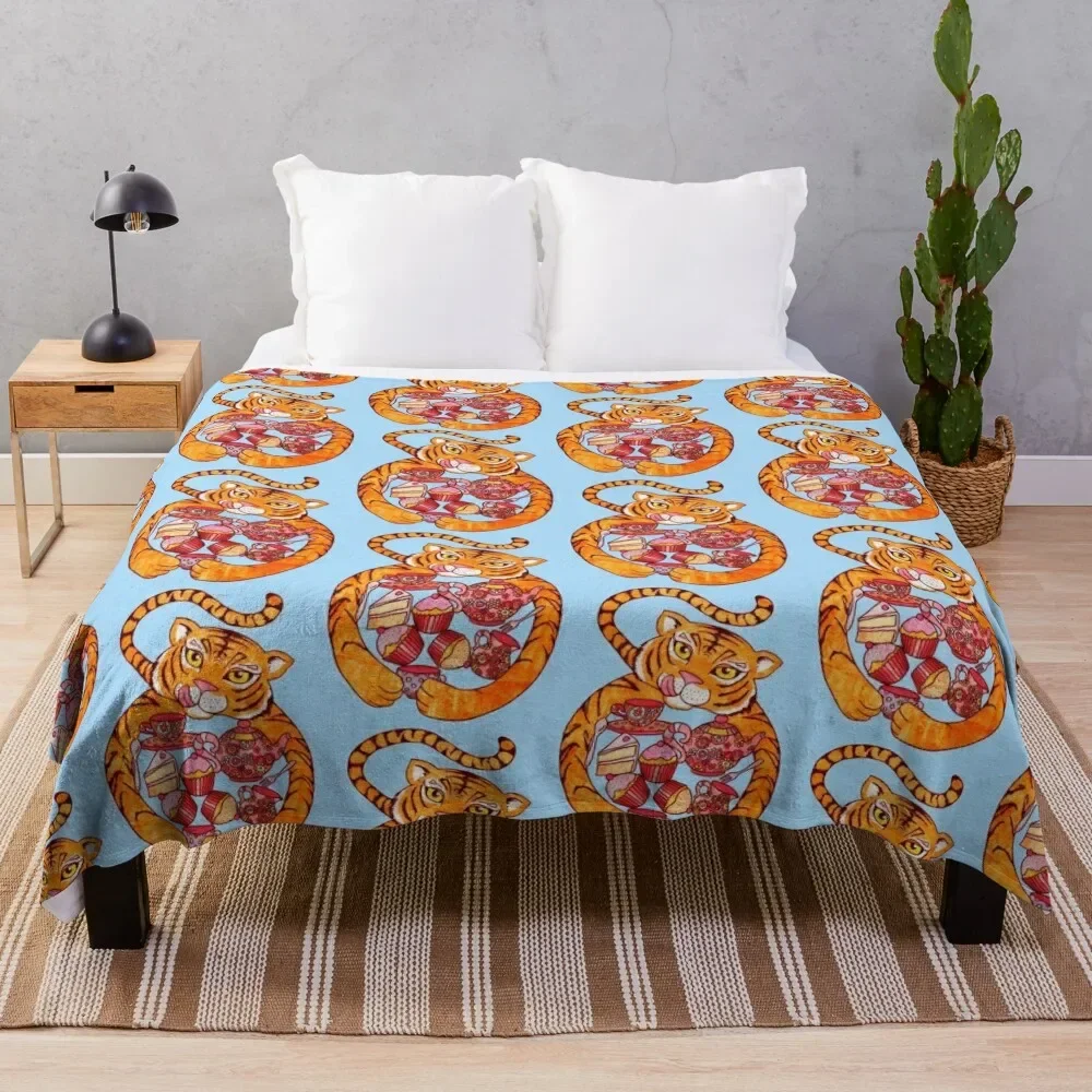 

The Tiger Who Came To Tee Throw Blanket Luxury St Comforter Plaid on the sofa Blankets