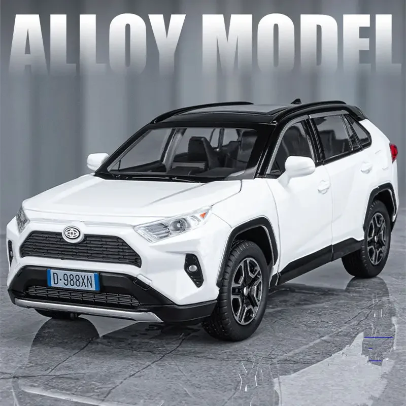 Toy Alloy Car Model de Toyota RAV4 SUV, Diecast e Toy Vehicles, Off-Road Metal, som e luz, Collectibles Presentes, 1:22