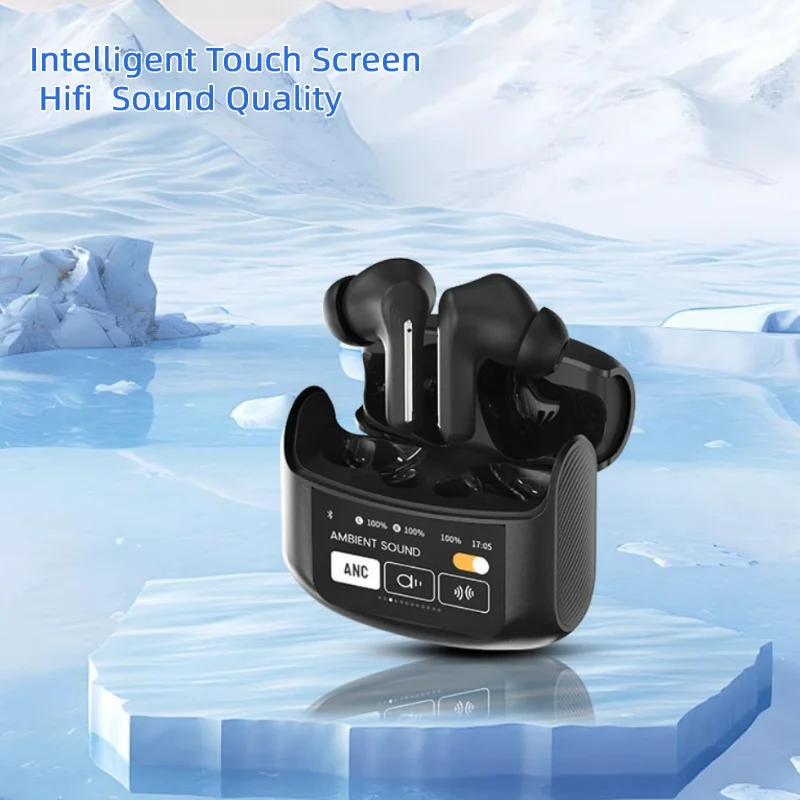 

Upgraded ANC Wireless Earphones Touch Screen Bluetooth 5.3 HIFI Stereo Active Noise Cancellation Headphones TWS Sports Earbuds