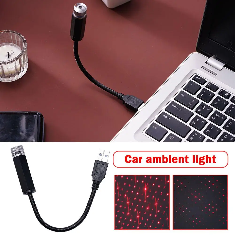 

Mini LED Car Roof Star Night Light Projector Atmosphere Galaxy Lamp USB Decorative Adjustable for Auto Roof Room Ceiling De G1T3
