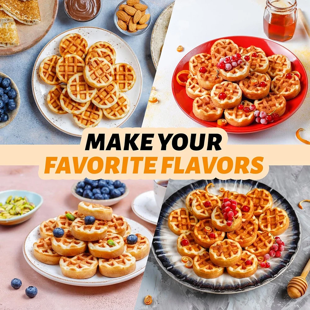 Waffle Maker Mini 8 x 2'' Tiny Waffle Cooking Machine Nonstick for Kids Snack Breakfast