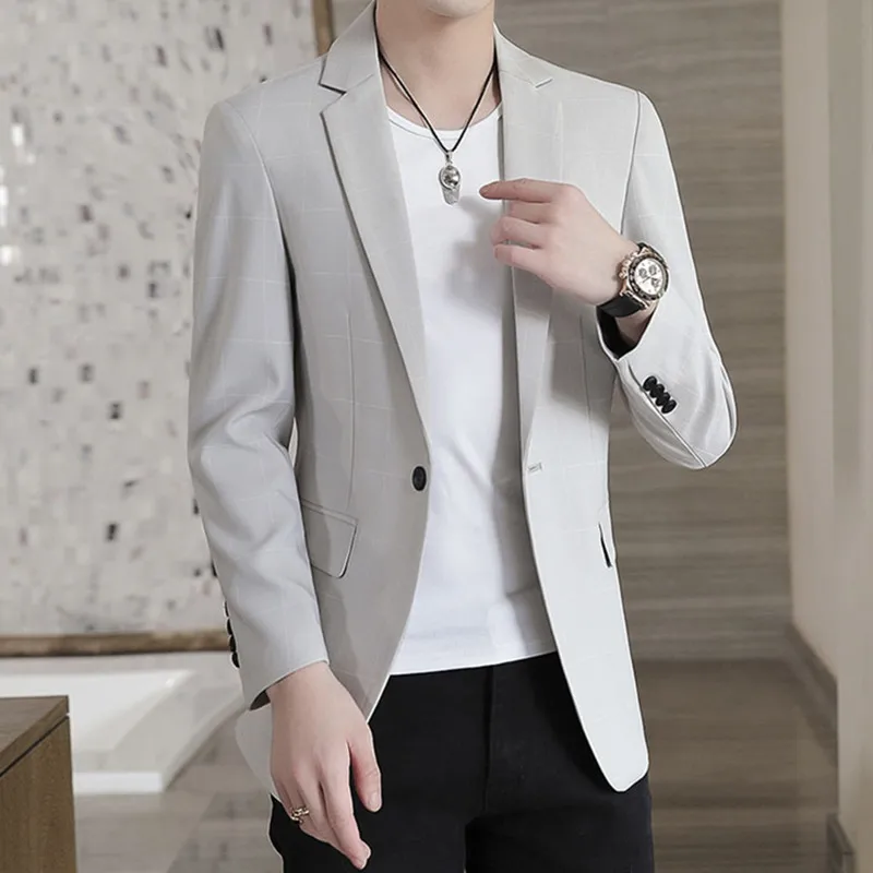 Blazer de negócios xadrez inglês masculino, roupas casuais, jaqueta  masculina, roupa nova, B1F1732 - AliExpress