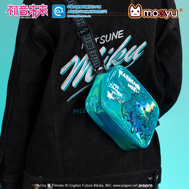 Moeyu Vocaloid Miku Crossbody Bag Messenger Men Women Purse Shoulder Chest bag Hatsune Cosplay Laser Handbag Wallet Anime Bags