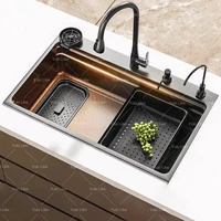 Stainless Steel Kitchen Sink Embossed Large Single Slot  Vegetable Wash Sinks Undermount Basin Left Side Drainage 1