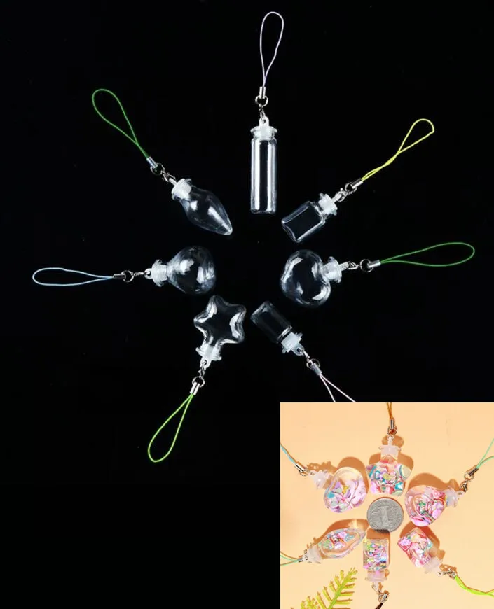1/2X Small PET Bottles With Rubber Stopper DIY Decoration Mini Plastic Pendant Message Vial Wishing Bottles Jars Key Chain Vial