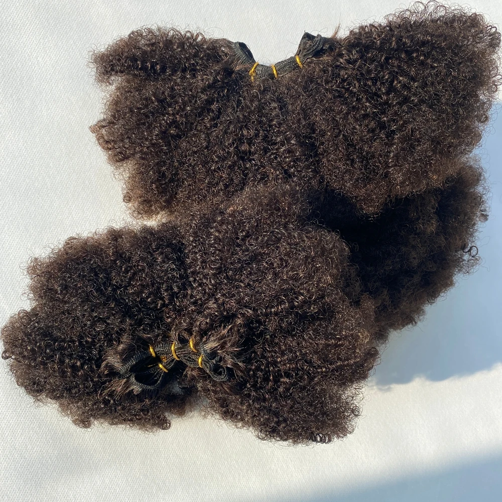 Raw Human Hair Bundles Virgin Fluffy Afro Kinky Curly Human Hair Weave Extensions Afro curly 4b 4c Bundles Brazilian Double Weft - 3
