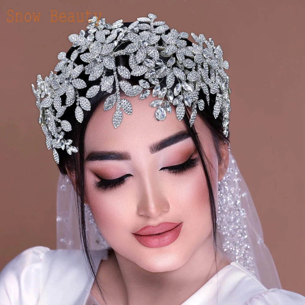 DZ027 Silver Bridal Crowns Elegant Wedding Headwear Crystal Tiara Party Jewelry Princess Head Band Rhinestone Bride Headpieces