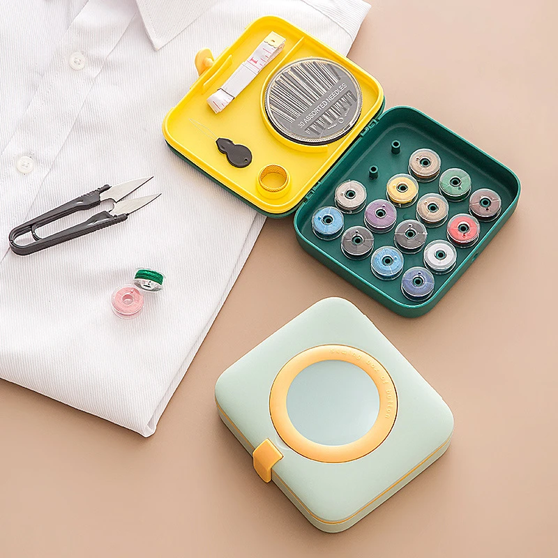 Plastic Portable Sewing Kit Needle Thread Button Pin Scissor Thimble Combination Set Knitting Tool Household DIY Sewing Supplies sewing accessories sewing kit hand knitting kit