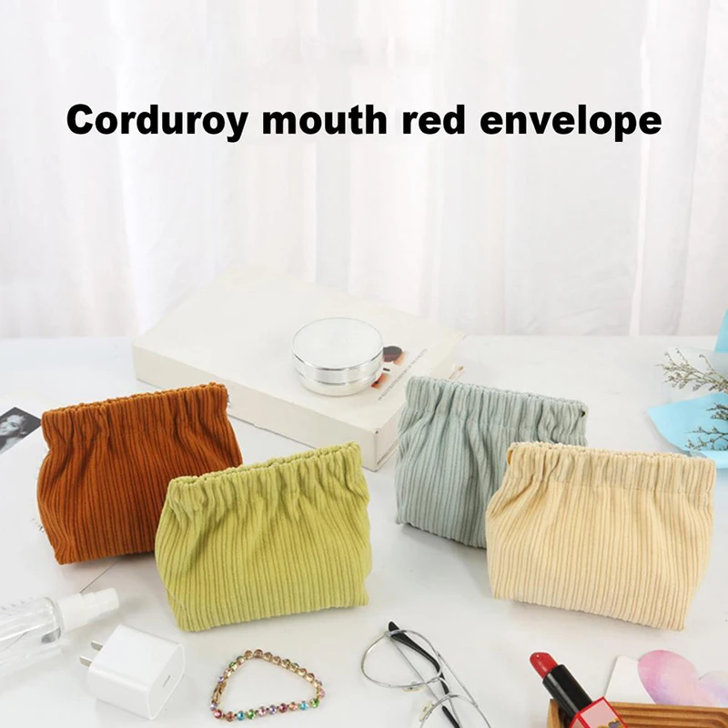 

Travel Corduroy Design Built-in Shrapnel Closure Comfortable Touch Cosmetic Data Cable Storage Bag Coin Purse Sanitary Pads Bag