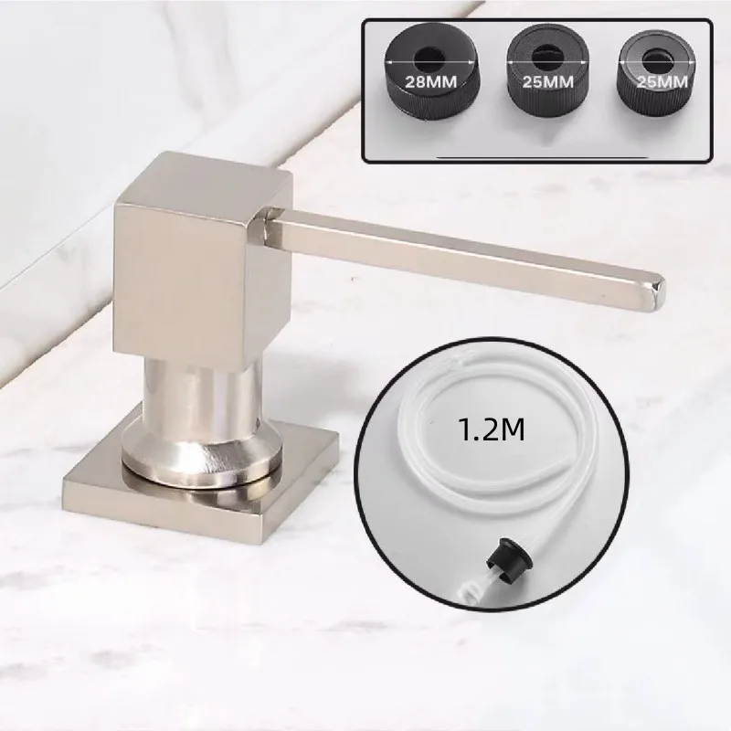 Kitchen Sink Soap Dispenser Black/Silver Brass Nozzle Liquid Dispenser Extension Tube Kit Detergent Bathroom Sink Pump Press