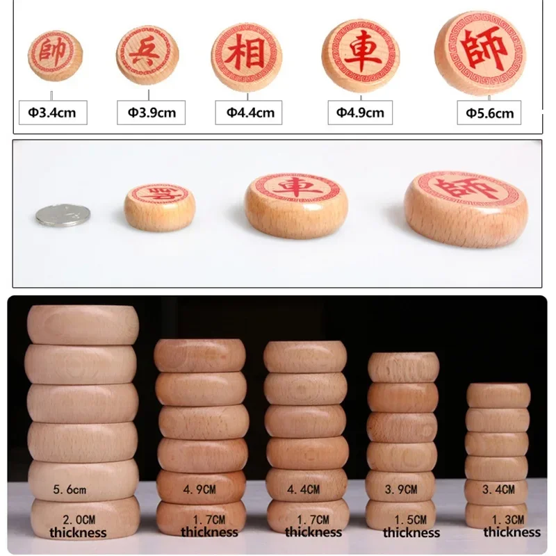 High-end Wooden Chinese Chess Large Pieces Xiangqi Family Travel Board Game Set With PU Leather Checkerboard For 2 Players