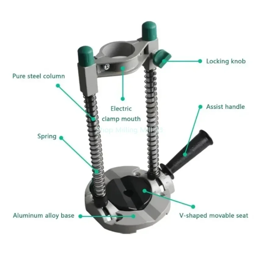 

Electric Pipe Hand Drill Drilling Guide Holder Stand with Adjustable Angle Removable Handle DIY Woodworking tool Accessories