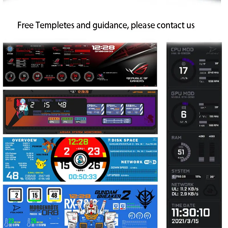 Wisecoco 7.9 Polegada Display Secundário para pc Monitoramento Mini Cpu Gpu Ram Wide Lcd 480x1280 Tela Aida64 Ips - Imagem 4