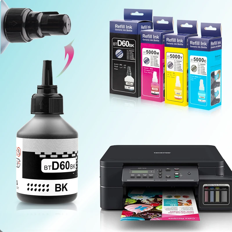 Refill Dye Ink for Brother DCP-T310 DCP-T510W DCP-T710W MFC-T810W MFC-T910W HL-T4000DW Printer for Dye Ink Kit