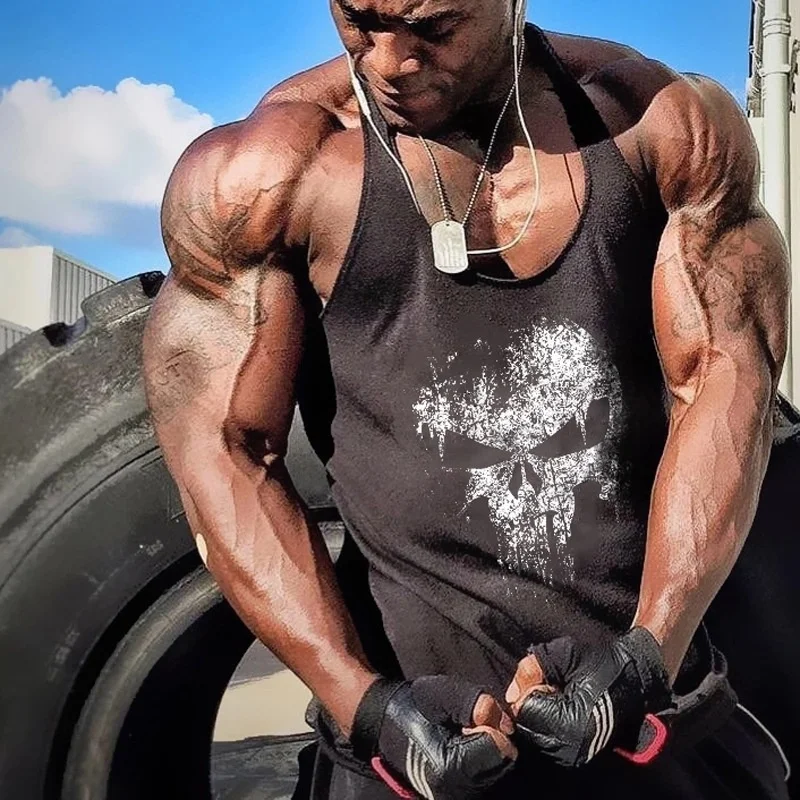 

Summer Sports Leisure Cotton I-belt Vest Men's Breathable Sleeveless Muscle Captain Fitness Vest
