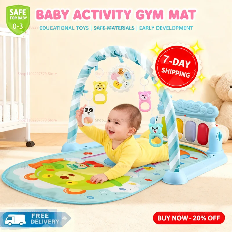 2026 Nouveau Gymnase de Fitness et de Jeu pour Bébés avec Jouet d'Activité Musical Piano pour Nouveaux-Nés, Couverture pour Débuter le Déplacement et le Rampement, Cadeau pour le Développement Précoce jusqu'à 12 Mois