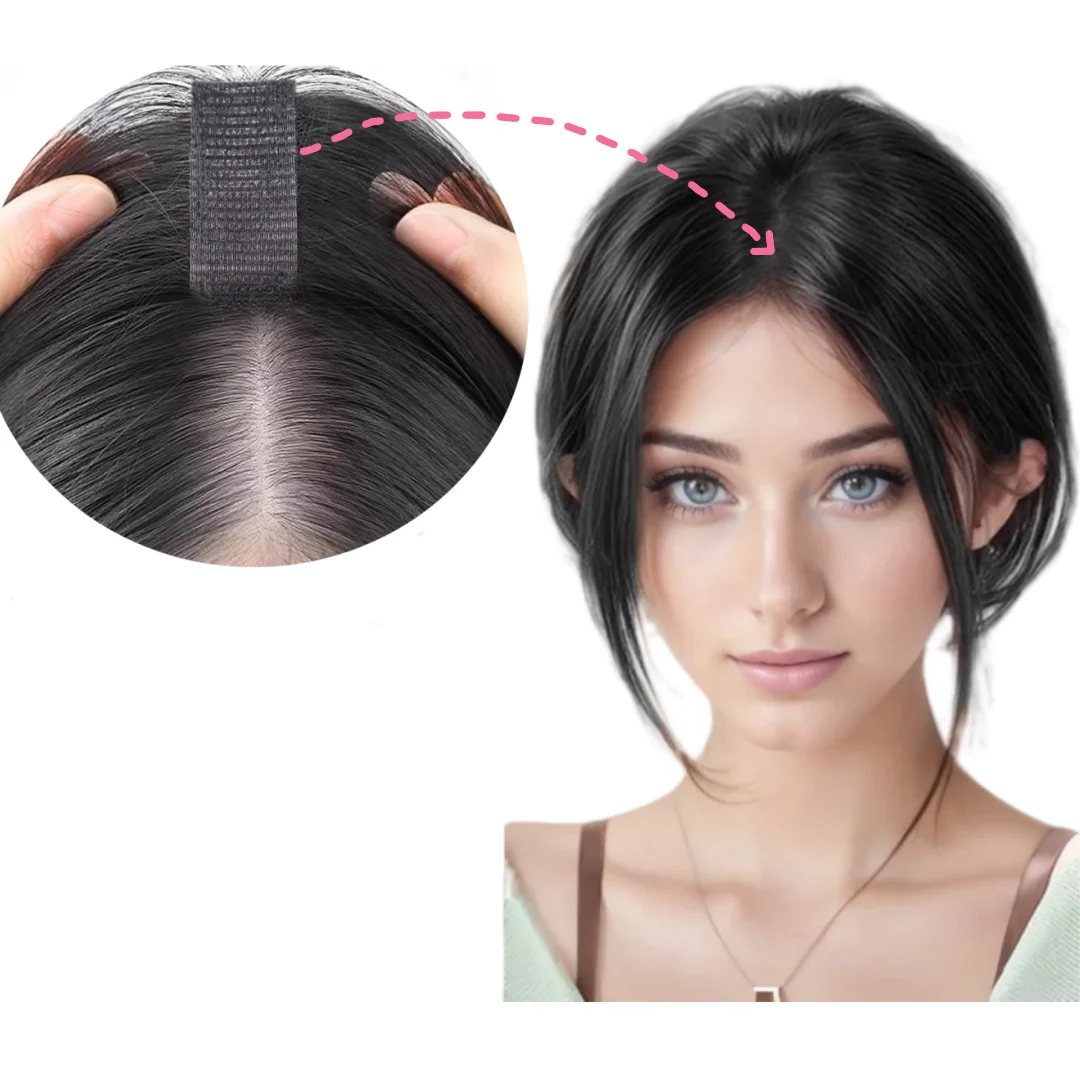 NOUVEAUX Toppers de cheveux sans clips pour femmes avec cheveux amincissants 360 °   Frange de cheveux humains 3D, pâte magique, vêtements 3S plus pratiques