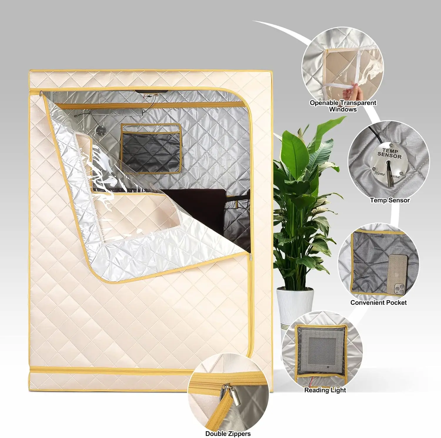 Full Size Far Infrared Sauna Two Person Home SPA with Time & Temperature Remote Chairs Light Oversized Privacy Indoor Saunas 4