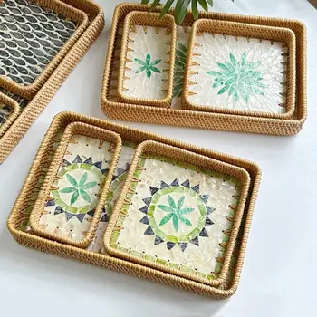 Shell Rattan Decorative Tray 1