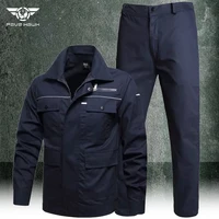 Summer Cargo Work Suit Men Thin Multiple Pockets Shirts Jacket + Trousers Tactical Military Cotton Breathable Cotton 2pcs Sets 1